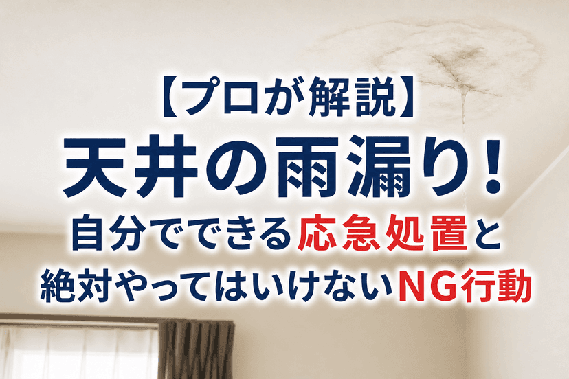 【プロが解説】天井の雨漏り！自分でできる応急処置と絶対やってはいけないNG行動