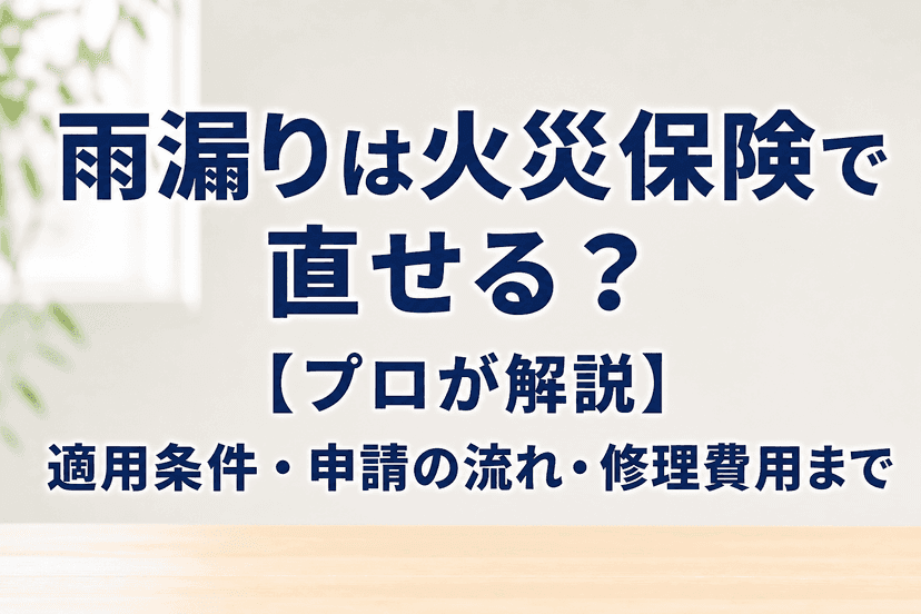 雨漏りは火災保険で直せる？【プロが解説】適用条件・申請の流れ・修理費用まで